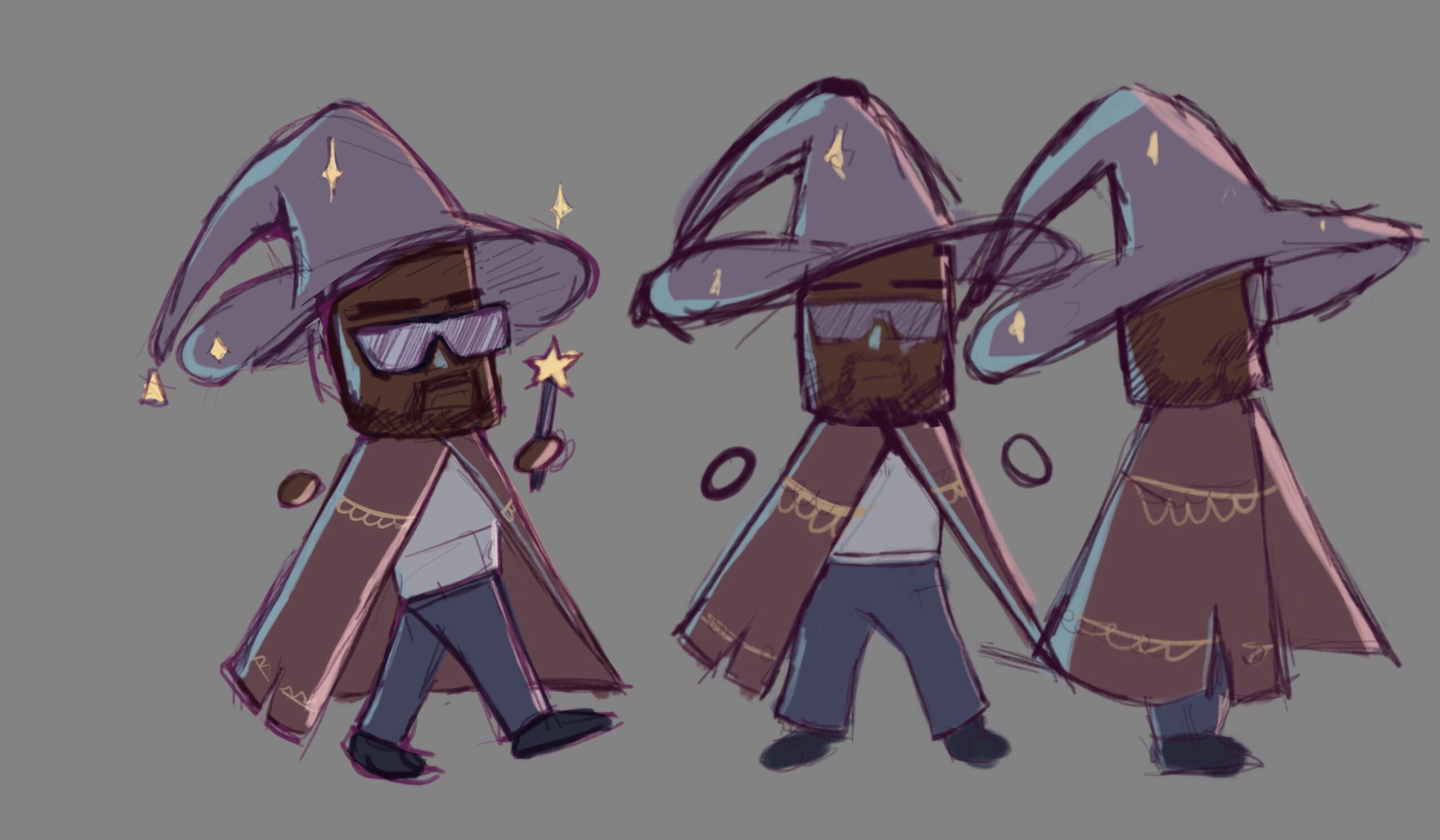 Character design sheet for 3D looping animation [video below] (2023)