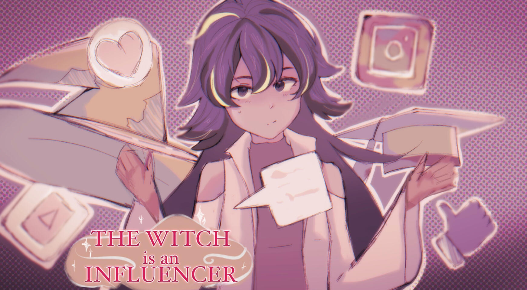 Concept art for upcoming 2D animation series/ webcomic - "The Witch is an Influencer" (2023)
